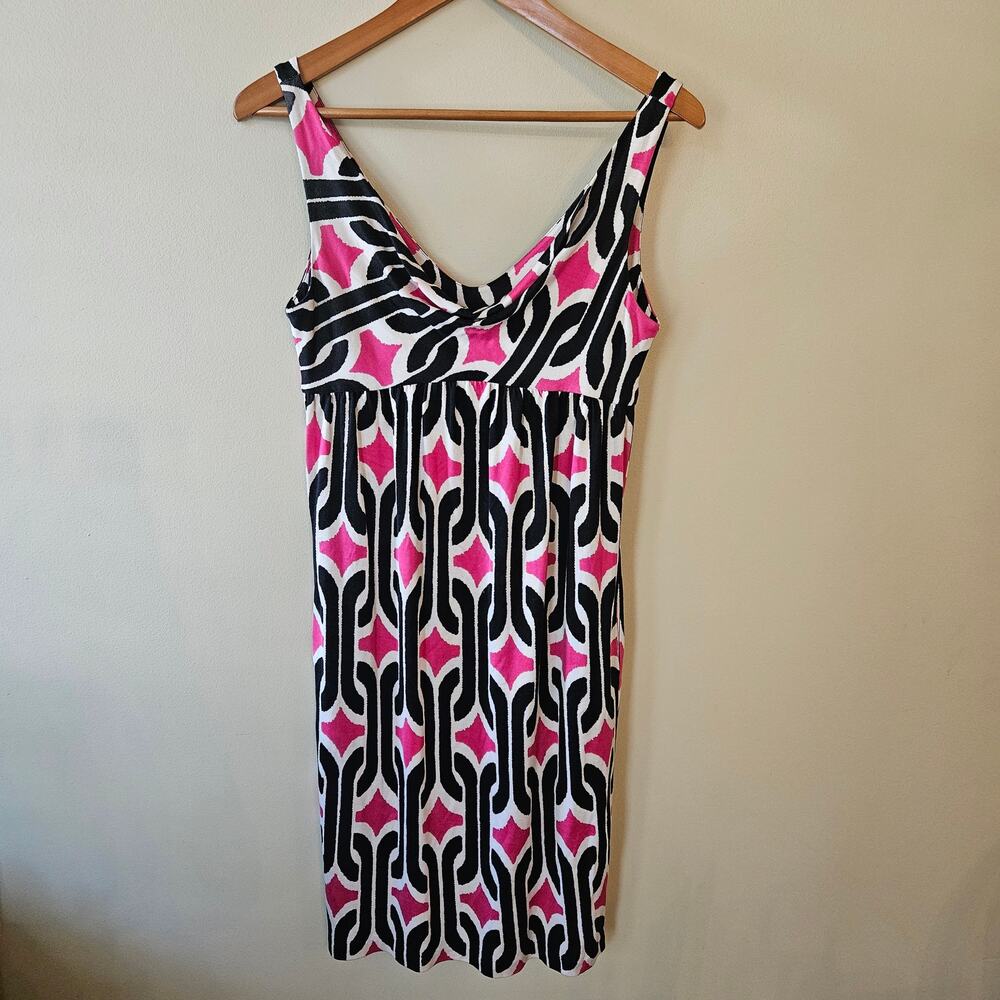 Diane von Furstenberg Fran Geometric Print Dress, Size 4 Pink Mod Sleeveless